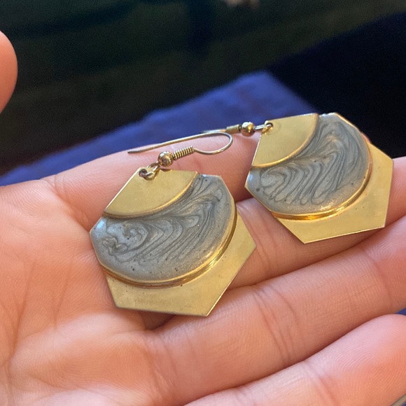 💛Vintage gold enameled earrings - Picture 4 of 11